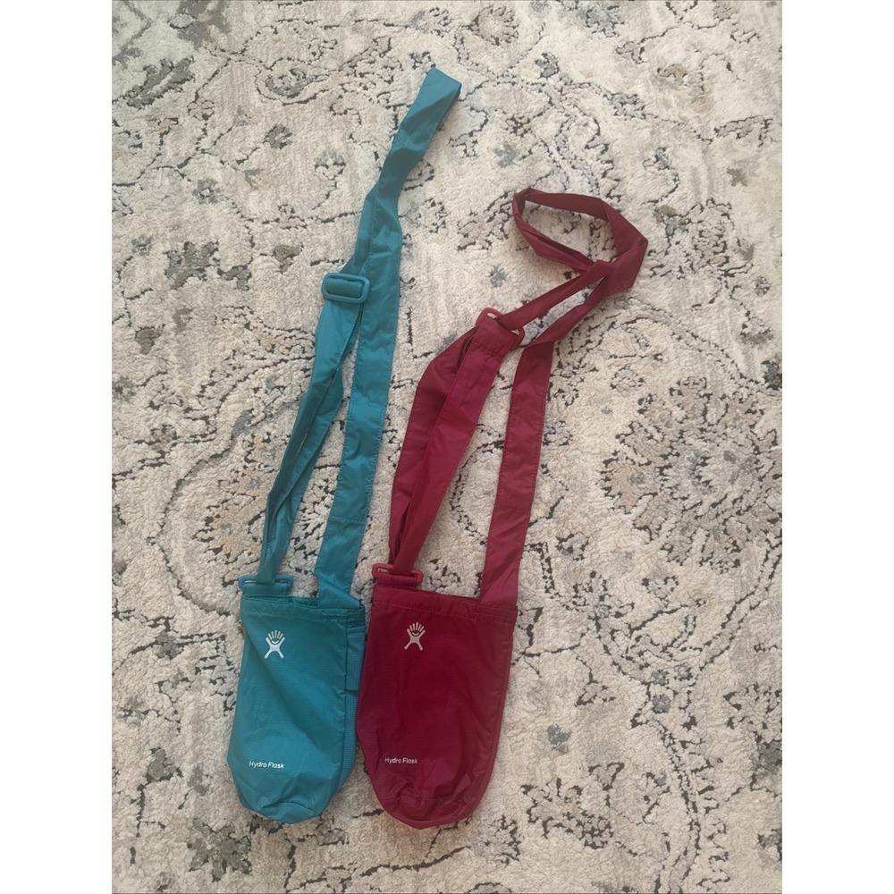Lot of HydroFlask Small & Medium Packable Bottle Sling Cascade set